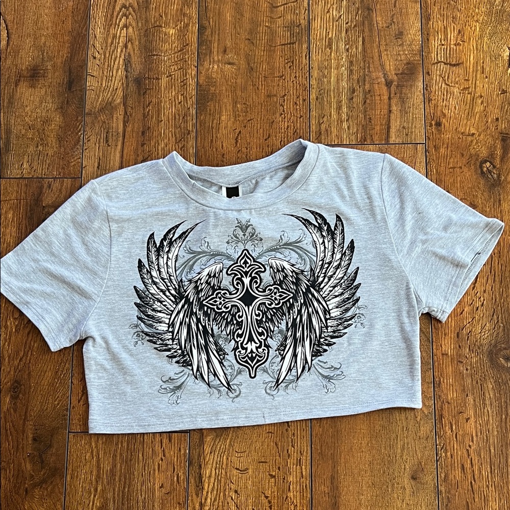 Crop Top With Winged Cross Design